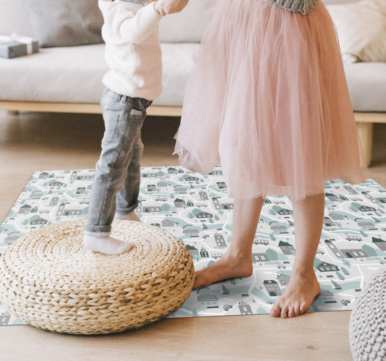 Modrá a sivá mestská podložka na hranie pre deti - Tenstickers