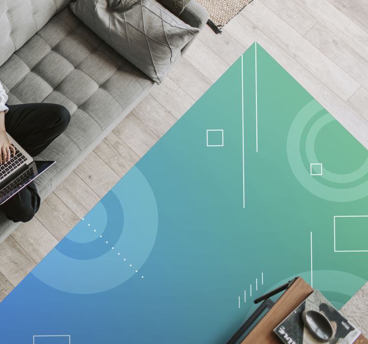 Modrá abstraktná geometrická tlač moderný koberec - Tenstickers