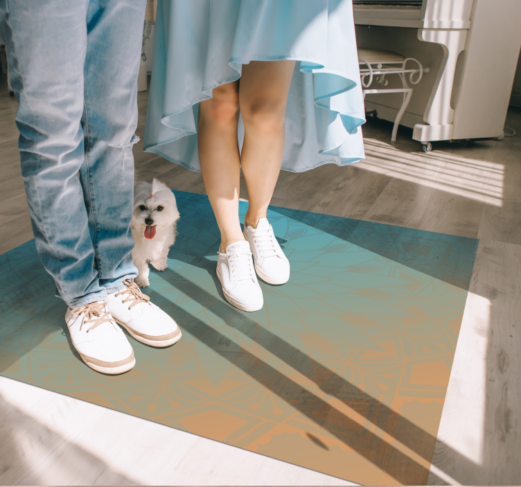 Modré odtiene mandala vinylový koberec - Tenstickers