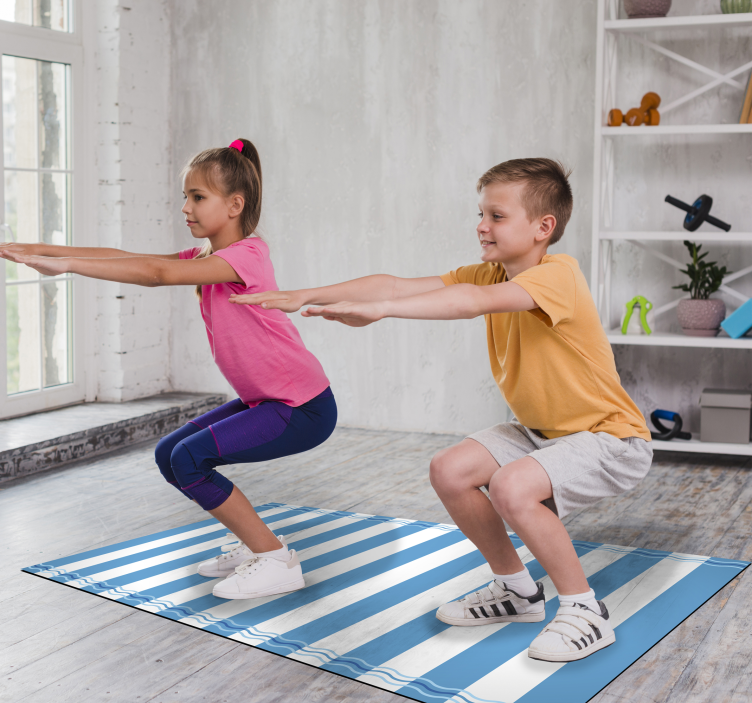 Modro-biely pruhovaný námorný koberec - Tenstickers