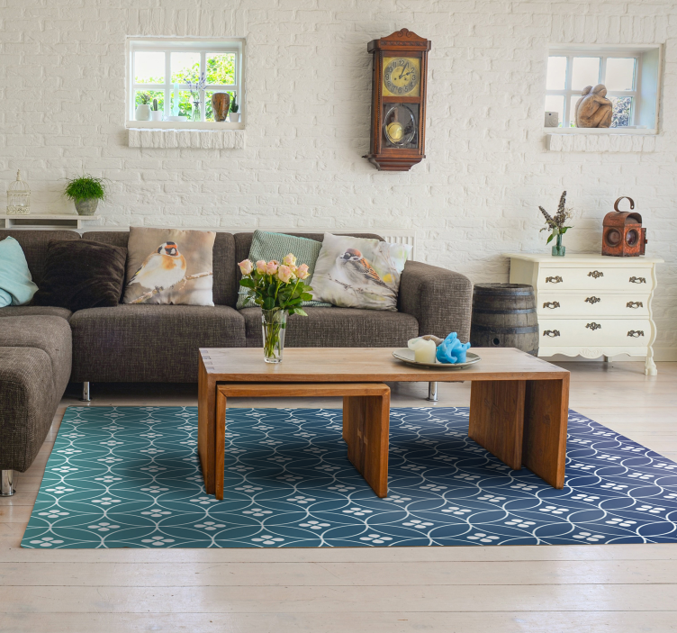 Ohromujúci modrý geometrický vinylový koberec - Tenstickers