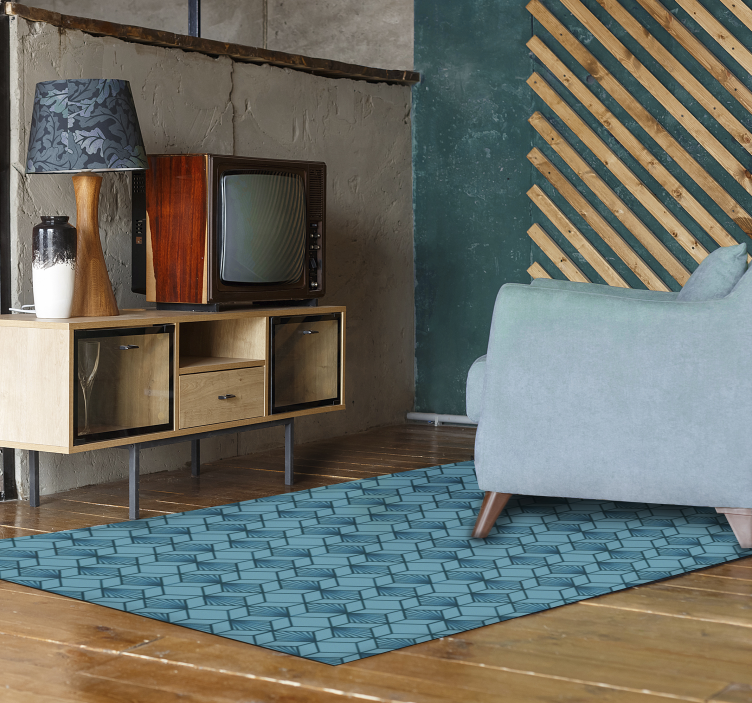 Modrý kocka geometrický vinyl koberec - Tenstickers