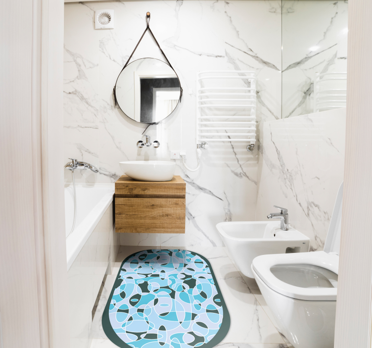 Modrý oválny minimálny vinylový koberec - Tenstickers