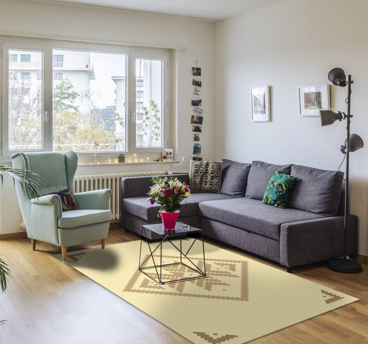 vinylový koberec do obývačky elegantný geometrický kontrast - Tenstickers