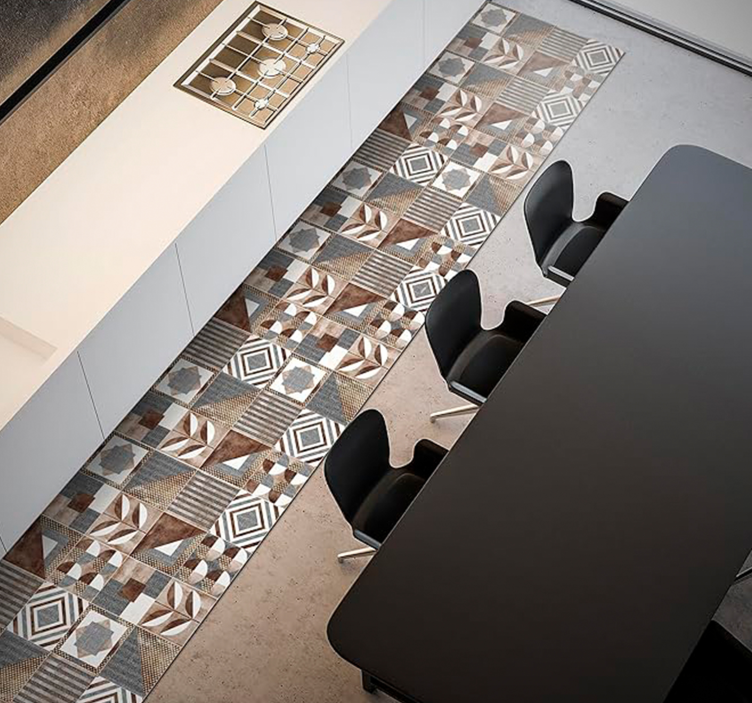 mozaika vinylový koberec hnedý cementín - Tenstickers