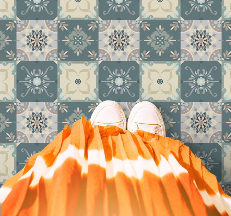 mozaika vinylový koberec kvetinový motív mozaiky - Tenstickers