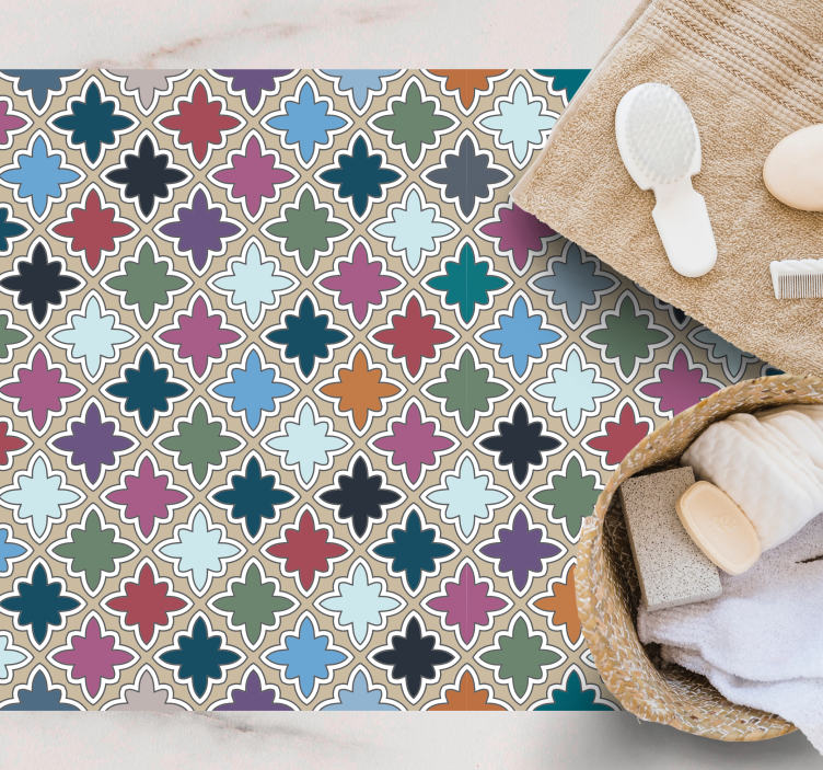 mozaika vinylový koberec živá kvetinová kompozícia - Tenstickers