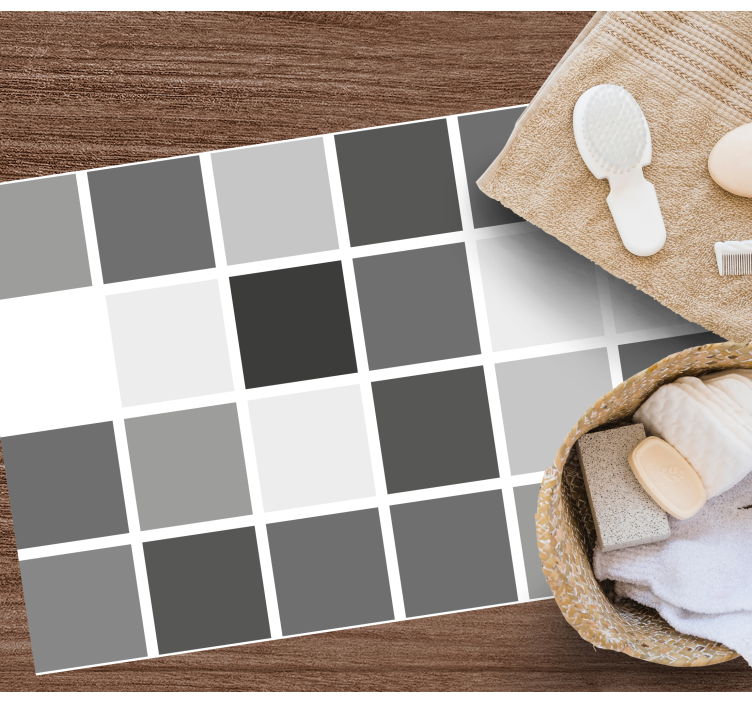 vinylový koberec do kúpelne mriežka sivých tónov - Tenstickers