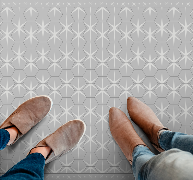 sivý vinylový koberec šesťuholníkový hviezdicový vzor - Tenstickers