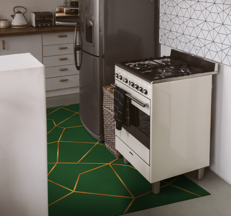 Mramorový vinylový koberec so zeleným geometrickým vzorom - Tenstickers