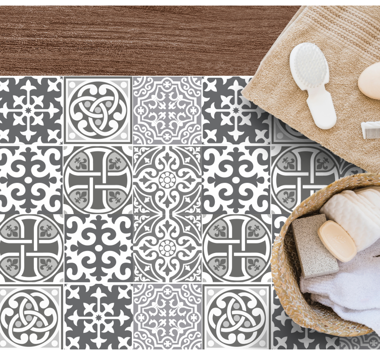 vinylový koberec kachličky sofistikované sivé aranžmány - Tenstickers