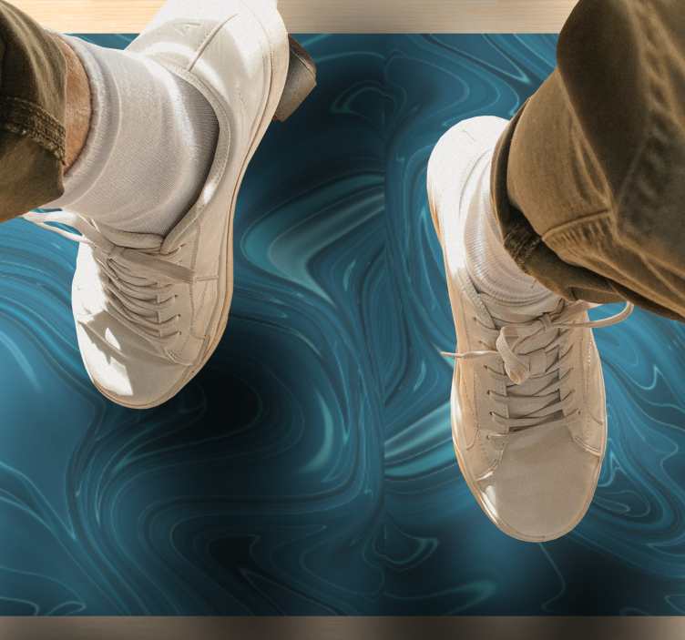 Mramorový vinylový koberec víriace odtiene oceánu - Tenstickers