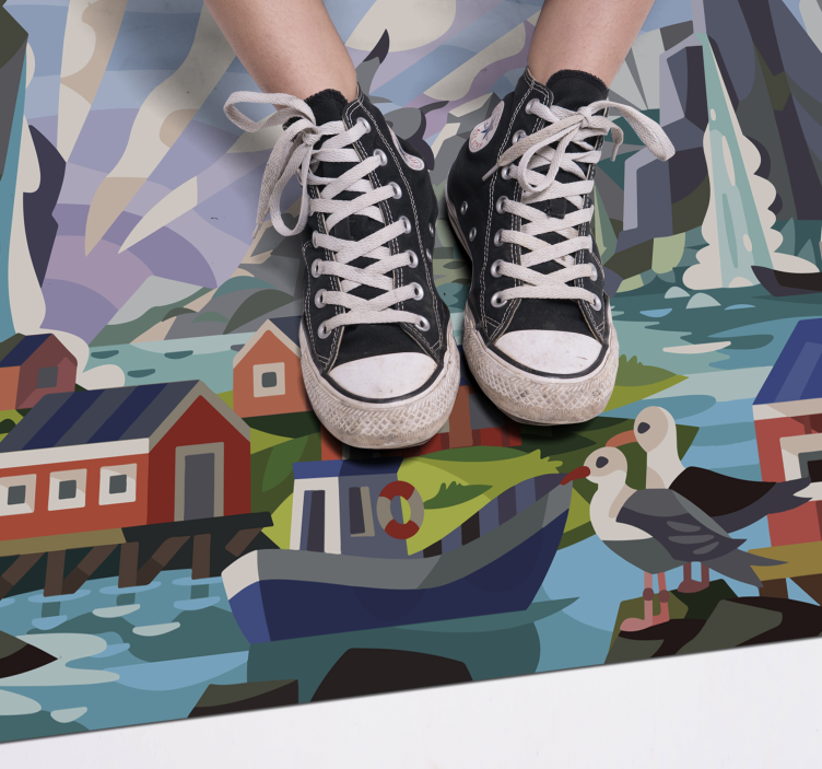 Nórska malá dedinka s prírodným etnickým kobercom - Tenstickers