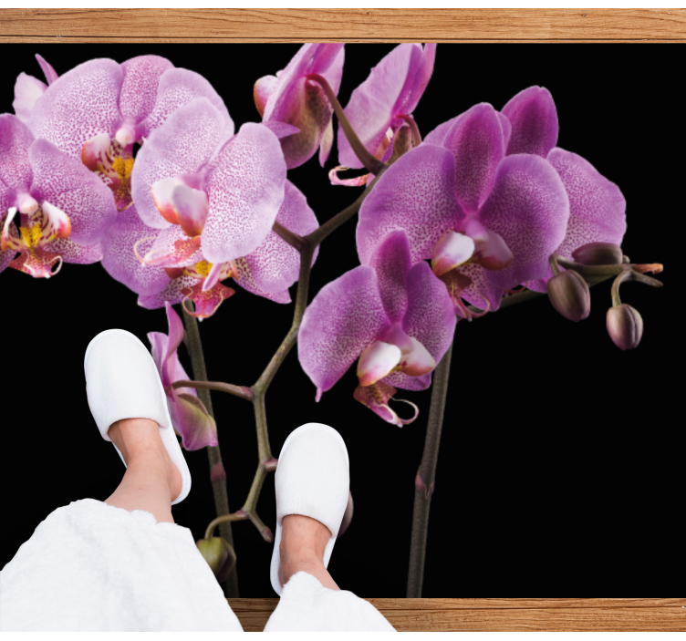 Orchidea čierne pozadie kvetinový koberec - Tenstickers