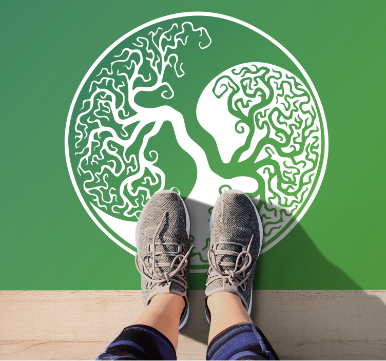 Originálny jin -jangový strom života obdĺžnikový koberec - Tenstickers