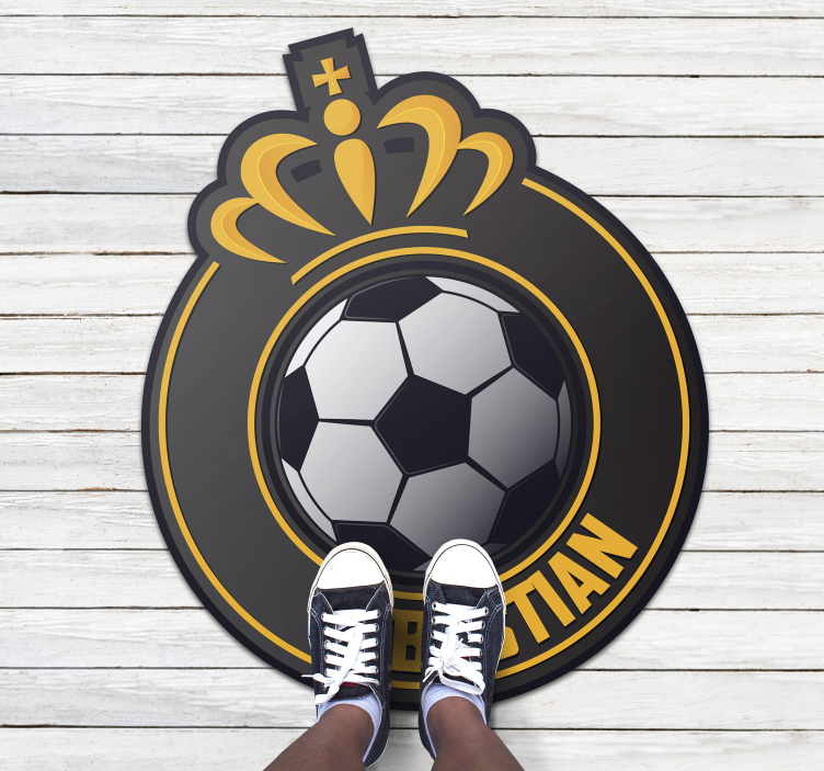 Personalizovaný vinylový koberec s futbalovým loptu s menom - Tenstickers