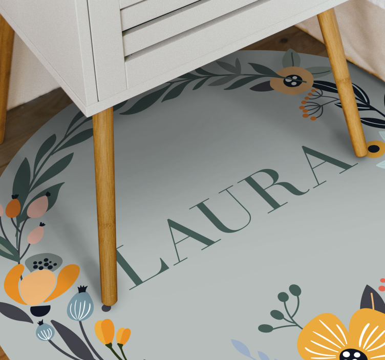 Ozdobné kvety s menom vinylový koberec - Tenstickers