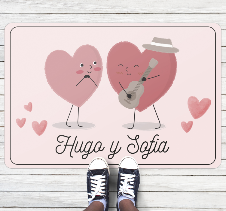 Pár srdiečok personalizovaná mat - Tenstickers