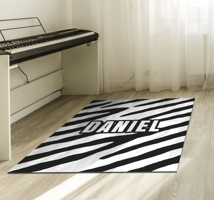 Osobný zebra vinyl koberec s menom - Tenstickers