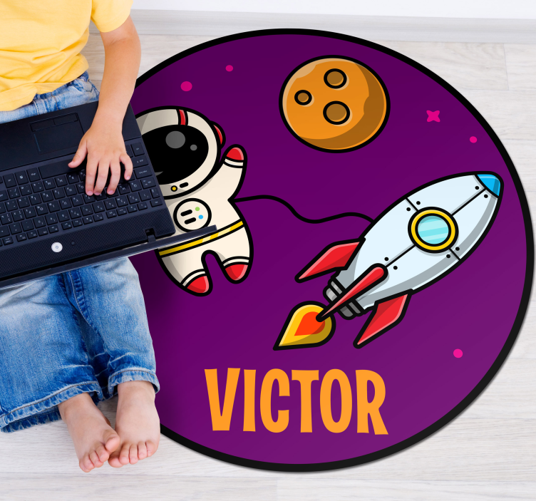 Planéty a kozmonaut na fialovej vlastnej podložke - Tenstickers