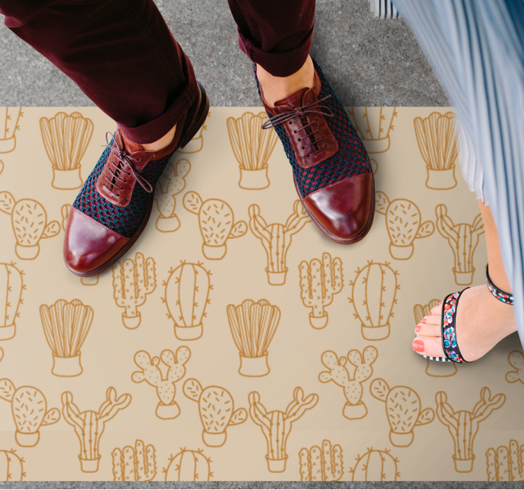 vinylový koberec s kvetmi ilustrácia kaktusu - Tenstickers