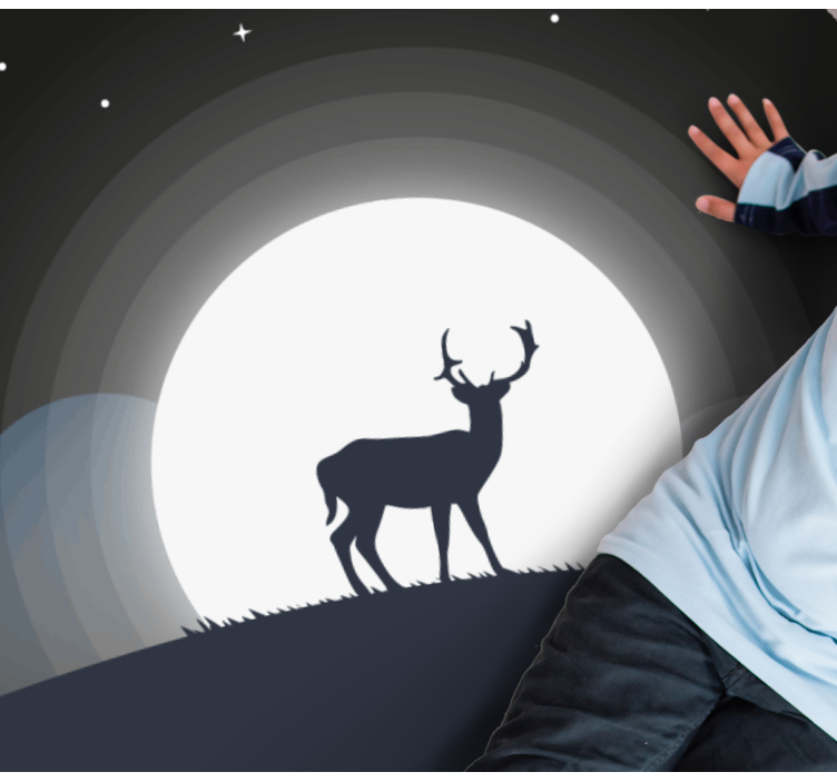 okrúhly vinylový koberec jeleň pod mesiacom - Tenstickers