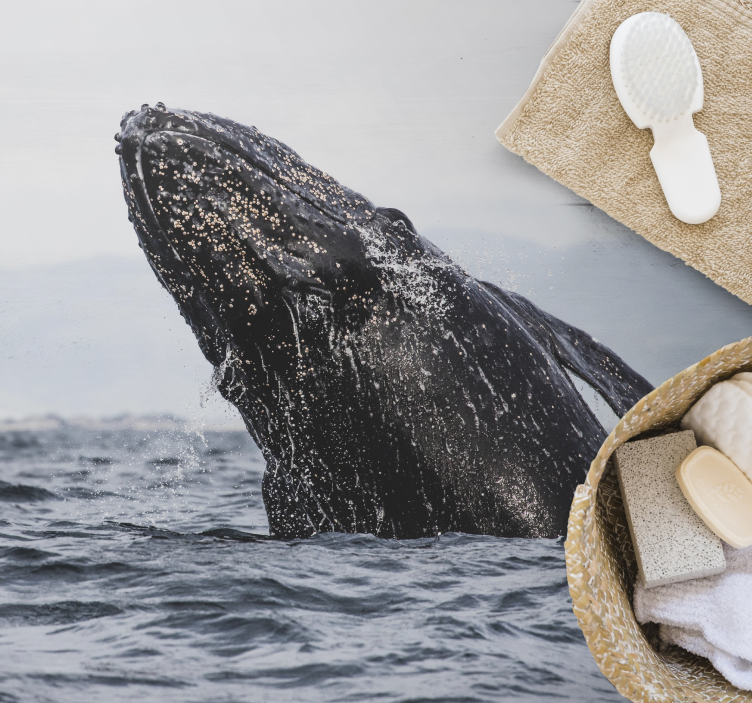 prírodný vinylový koberec majestátny skok veľryby - Tenstickers