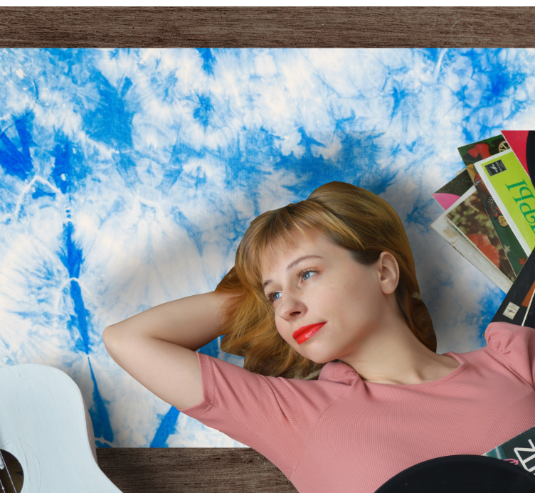 vinylový koberec do obývačky modré batikované farby - Tenstickers