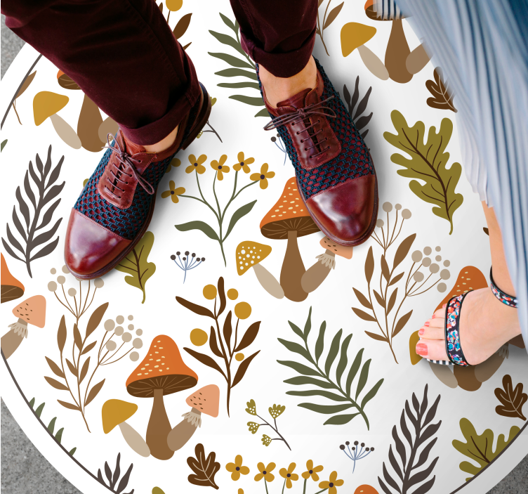 vinylový koberec s kvetmi rozkošný motív húb - Tenstickers