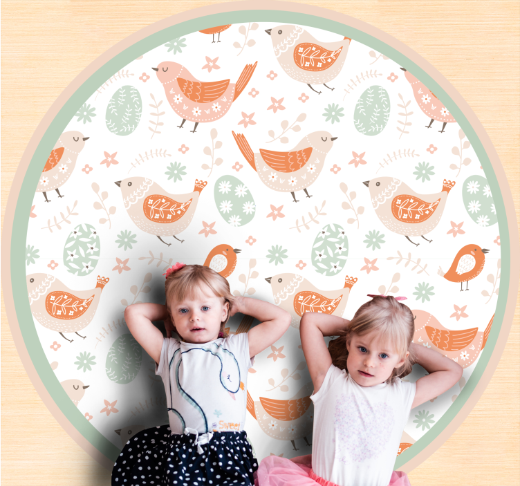 prírodný vinylový koberec rozkošné vtáčie motívy - Tenstickers