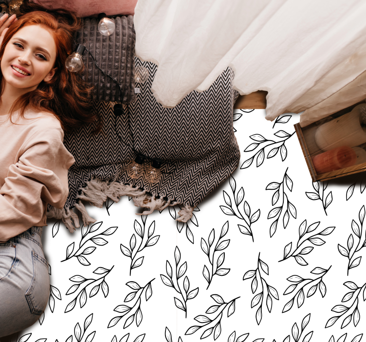 Prírodný vinylový koberec s motívom listnatých konárov - Tenstickers