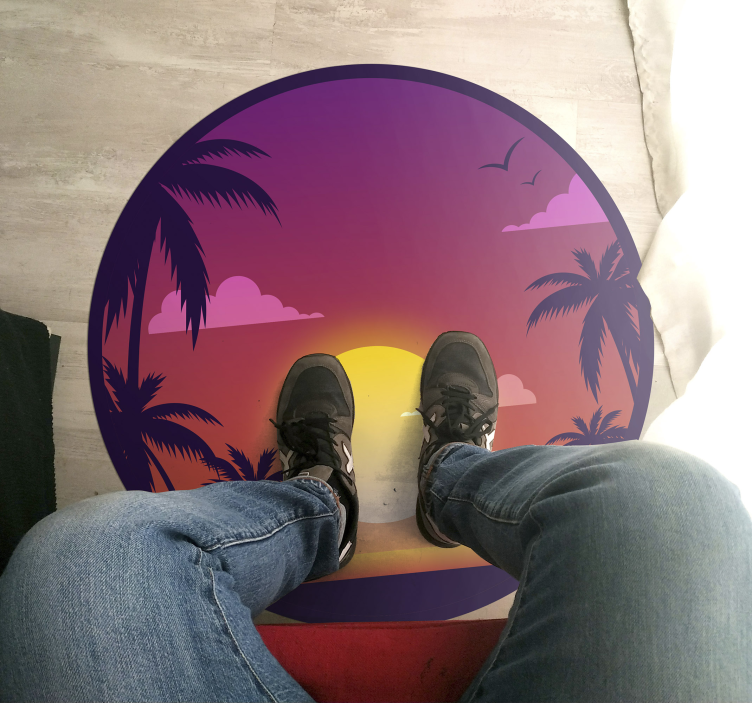 prírodný vinylový koberec tropická scenéria západu slnka - Tenstickers