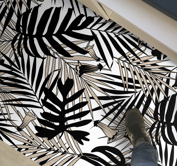 prírodný vinylový koberec tropický listový prvok - Tenstickers