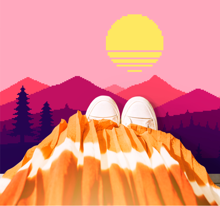 prírodný vinylový koberec výhľad na hory pri západe slnka - Tenstickers