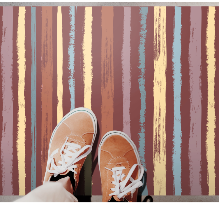 pruhovaný vinylový koberec efekt ručne maľovanej látky - Tenstickers
