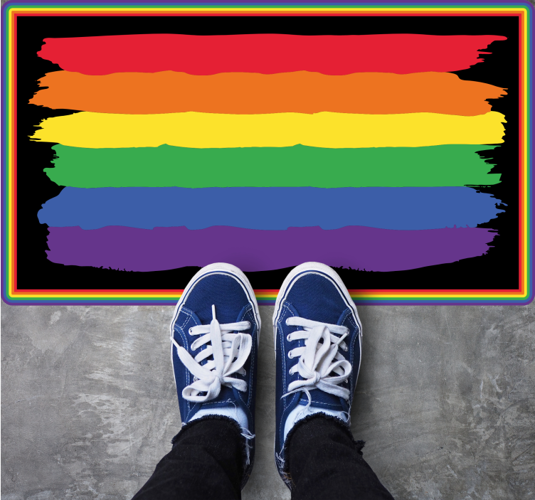 pruhovaný vinylový koberec farebné dúhové pruhy - Tenstickers