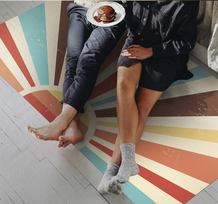 pruhovaný vinylový koberec sunburst pruhy - Tenstickers