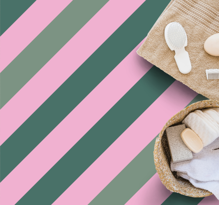 pruhovaný vinylový koberec sivé a ružové pruhy - Tenstickers