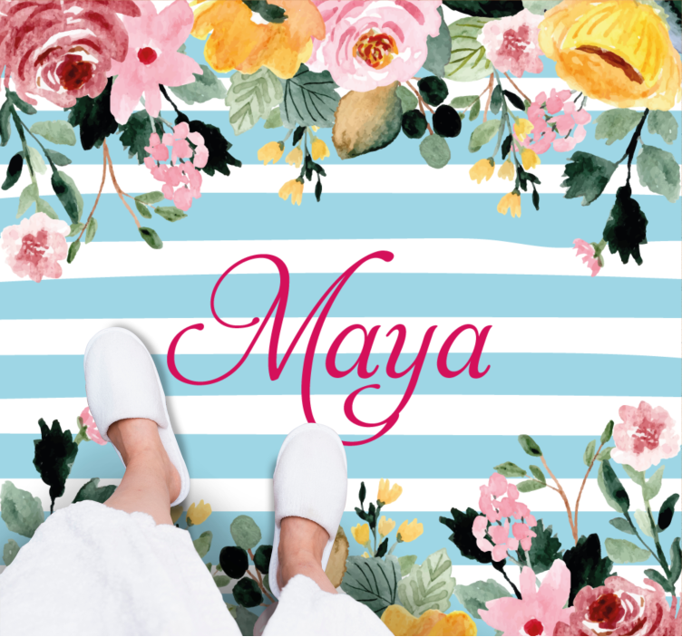 Prúžkové pozadie s kvetinami prispôsobená podložka - Tenstickers