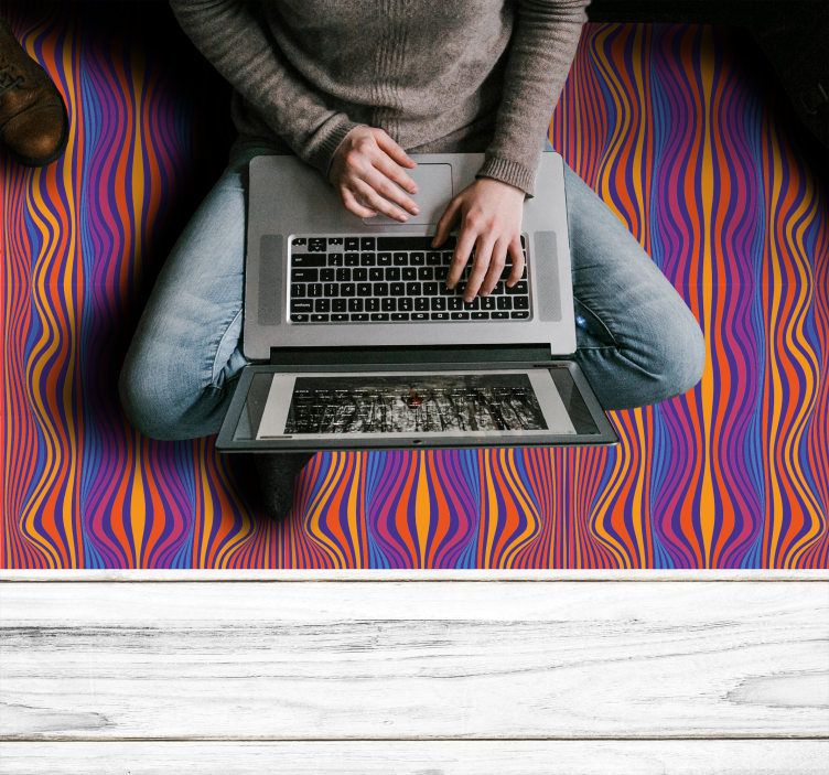 Psychedelický groovy linky obdĺžnikový koberec - Tenstickers