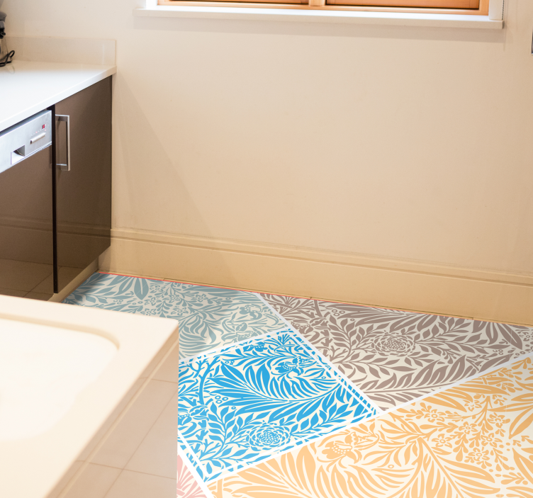 Retro farebné listy kuchynské podlahové dlaždice - Tenstickers