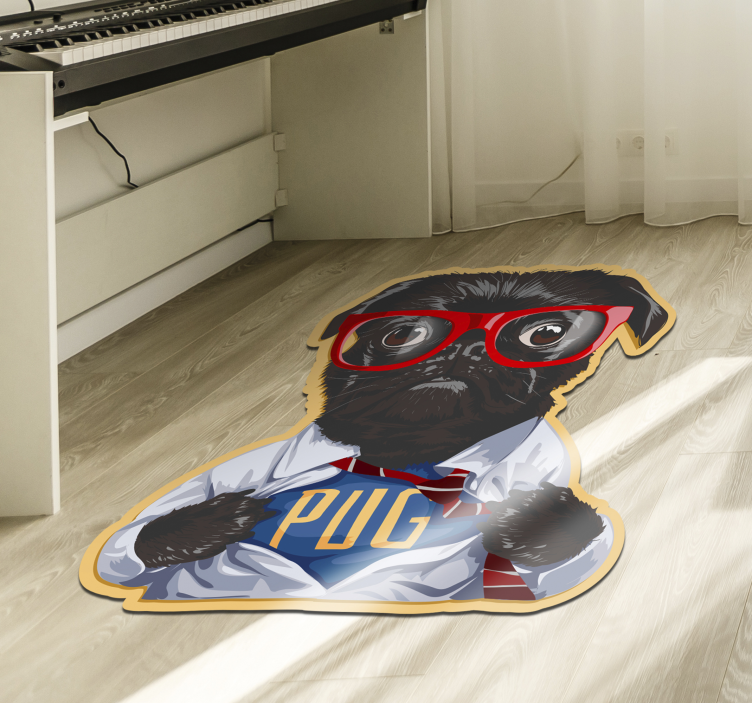 Retro vinyl koberec - pes s okuliarmi - Tenstickers