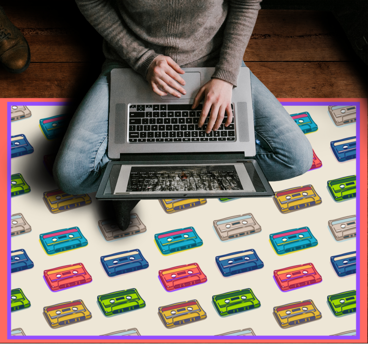 Vinylový koberec vintage farebné kazety - Tenstickers