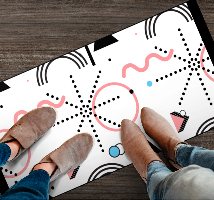 moderný vinylový koberec biely geometrický vzor - Tenstickers