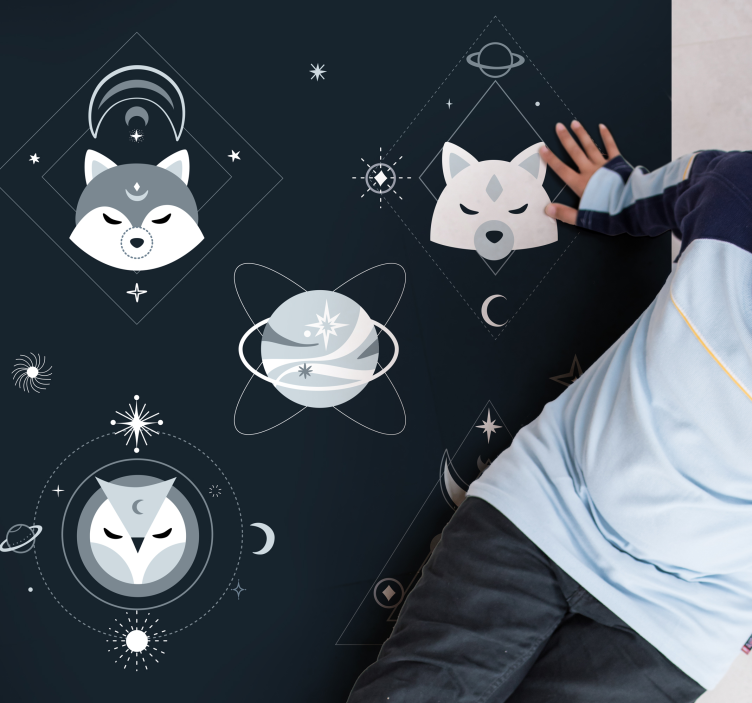 rôzne vinylové koberce pre deti kozmické zvieracie tváre - Tenstickers