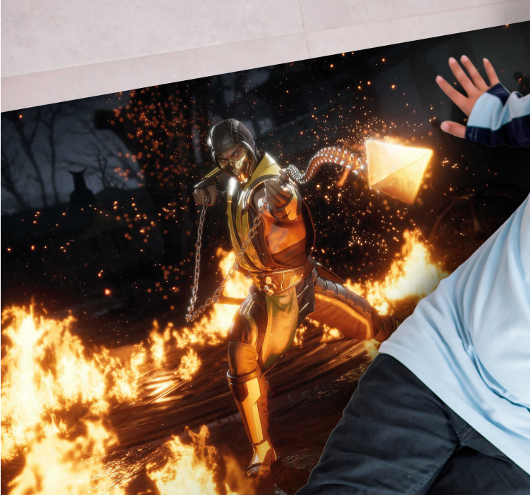 vinylový koberec pre mládež ohnivá akcia postáv - Tenstickers