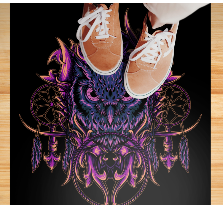 Ružová a modrá sova a koberec do spálne do lapača snov - Tenstickers