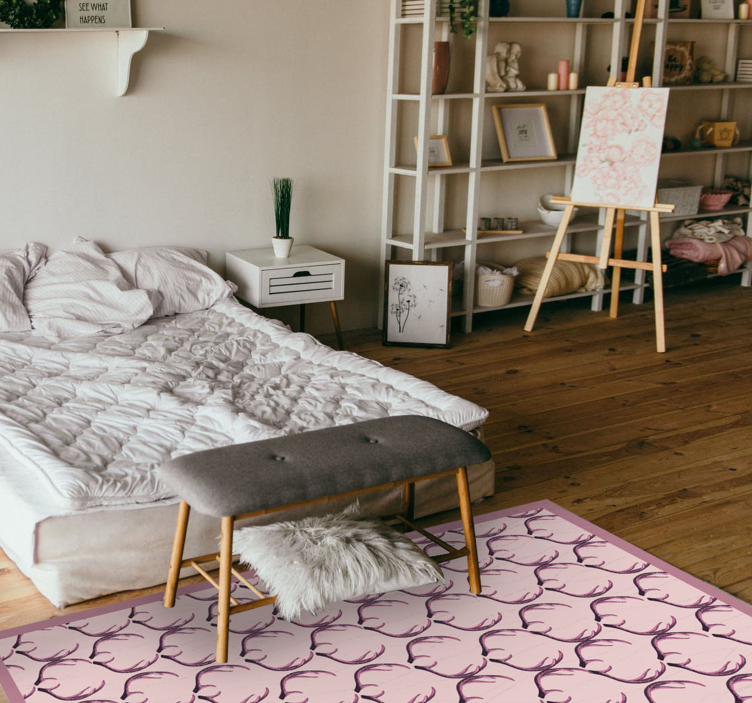 Ružový jelení paroh vinylový koberec - Tenstickers