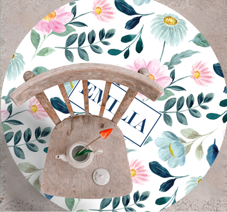 Ružový a zelený luxusný dizajnový kvetinový koberec - Tenstickers