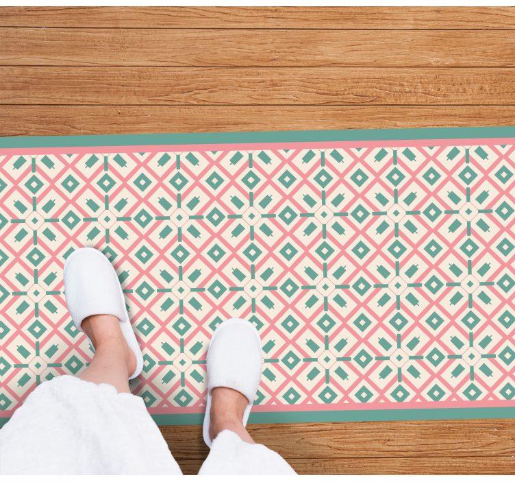 Ružový, modrý a žltý podlahový koberec so vzorom boho - Tenstickers